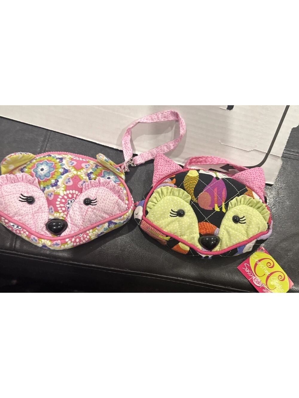 Douglas Pinky Fox Sillo-ette Wristlet Purse Lot 2 Plush Bags NWT